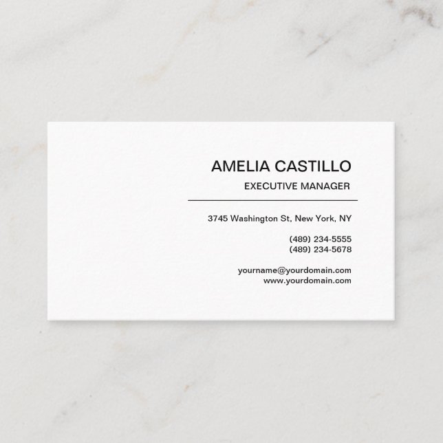 Trend Modern Elegant Contemporary Minimalist Plain Business Card (Front)