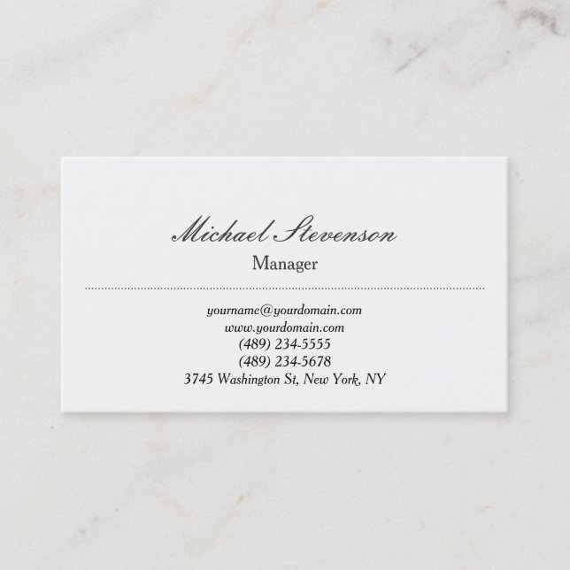 Trend Plain Classical White Standard Business Card (Front)