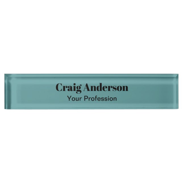 Trend Professional Plain Modern Elegant Cadet Blue Nameplate (Front)