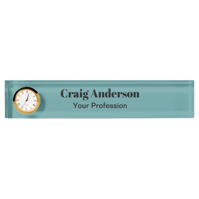 Trend Professional Plain Modern Elegant Cadet Blue Nameplate (Front)