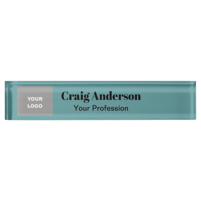 Trend Professional Plain Modern Elegant Cadet Blue Nameplate (Front)