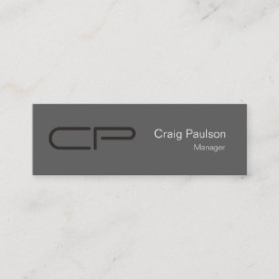 Trend Slim Grey Black White Monogram Business Card