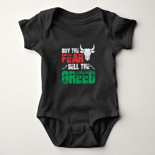 Trend Stock Market Trading Fear Greed Investor Baby Bodysuit (Front)