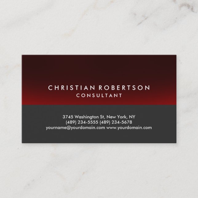 Trend Style Grey Red Cute Consultant Business Card (Front)