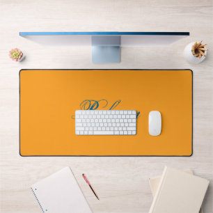 Trend Tech blue & Dahlia Orange color Personalized Desk Mat