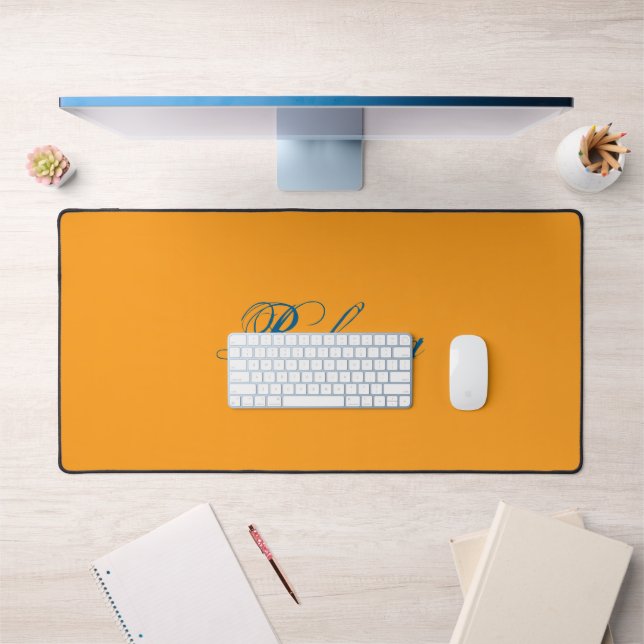 Trend Tech blue & Dahlia Orange colour Personalise Desk Mat (Office 1)