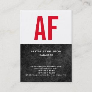 Trend unique plain simple black white red monogram business card