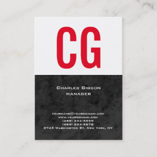Trend unique plain simple black white red monogram business card