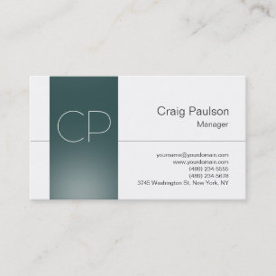 Trend White Blue Slate Grey Monogram Business Card