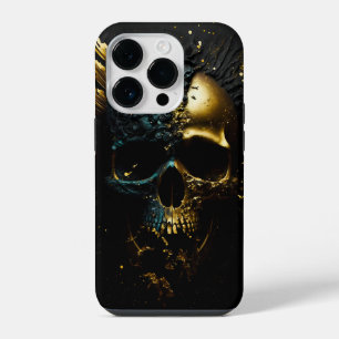 Trendiger Gothik Totenkopf in schwarz gold Design iPhone 14 Pro Case