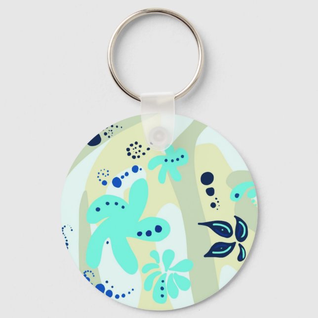 Trending abstract Pattern light colour floral blob Key Ring (Front)