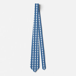 "Trending Blue and White Gingham Check" Neck Tie