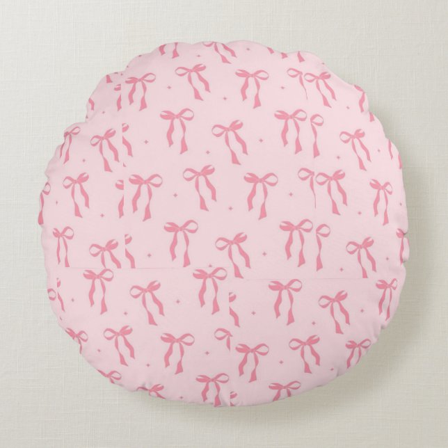 Trending Bow Round Pillow – Chic & Cosy Decorative (Front)