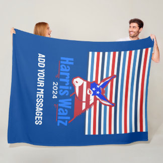 Trending Custom Text Kamala Harris Walz Donkey  Fleece Blanket