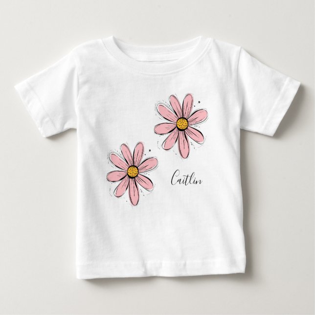 Trending Daisy Blush pink inky art  Baby T-Shirt (Front)