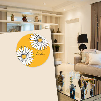 Trending Daisy Orange inky art  Classic Round Sticker