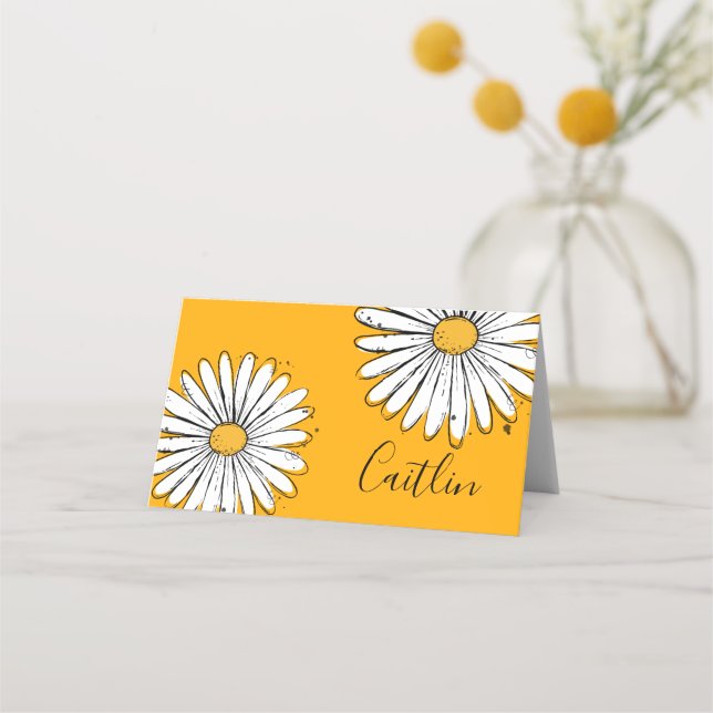 Trending Daisy Orange inky art  Place Card (Front)
