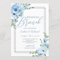 Trending dusty blue floral silver frame wedding