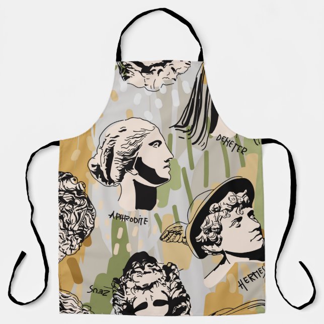 Trending Greek Gods Art Portrait Seamless Pattern. Apron (Front)