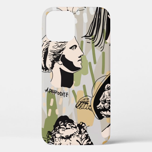 Trending Greek Gods Art Portrait Seamless Pattern. Case-Mate iPhone Case (Back)