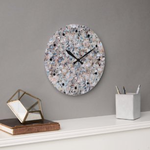 Trending Grey Mauve Taupe Marble Granite Pattern Large Clock