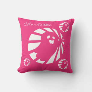 Trending Halloween Cute Pink Fuchsia & White Ghost Cushion