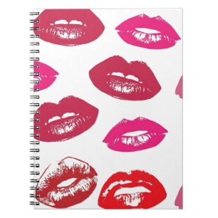 Trending Kisses pattern luscious pink lips mwah! Spiral Notebook