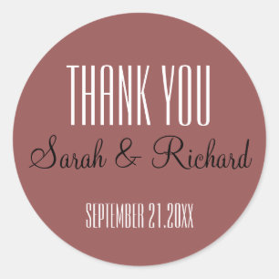 Trending Marsala Wedding Thank You Classic Round Sticker