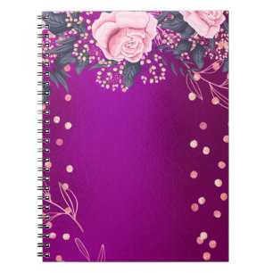 Trending Metallic Floral Stationery Budget Girly Notebook