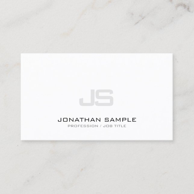 Trending Modern Clean Elegant Monogrammed Plain Business Card (Front)