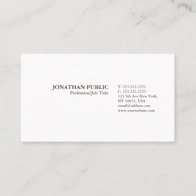 Trending Modern Elegant Minimalistic White Plain Business Card (Front)