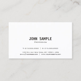 Trending Modern Elegant White Sleek Creative Plain Business Card