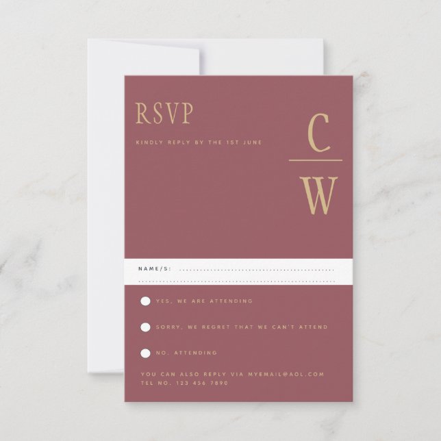 Trending Modern Rose Pink Gold Wedding RSVP Card (Front)