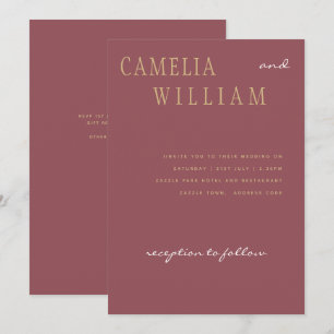 Trending Modern Wedding Dusty Rose Gold Pink Invitation