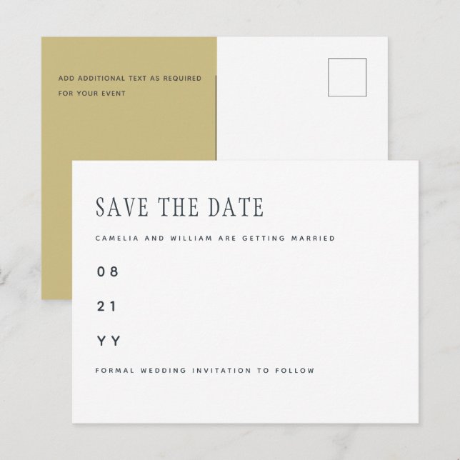 Trending Modern White Gold Wedding SAVE THE DATE Postcard (Front/Back)