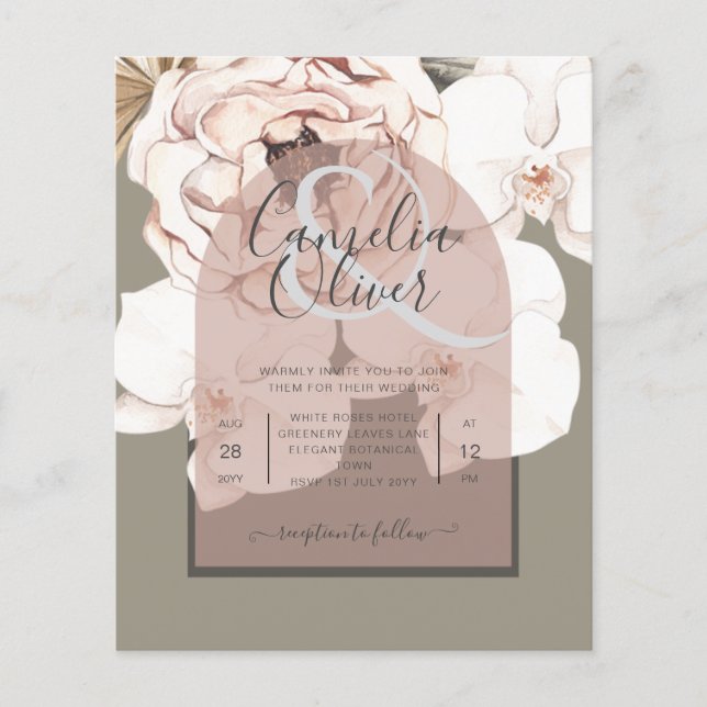 Trending MOSS BLUSH WEDDING Sage Dusty Pink Flyer (Front)