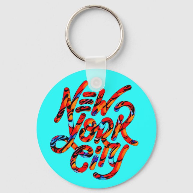 Trending New York City Logo in Summer Colours Key Ring (Front)
