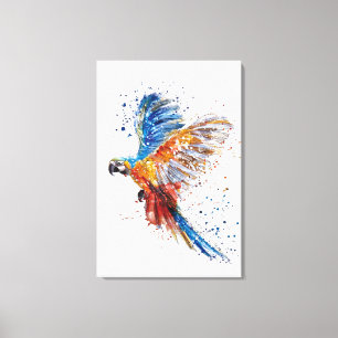 Trending Parrot Watercolor Stretched Canvas Print