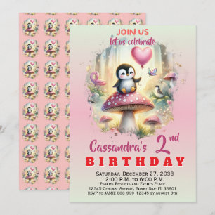 Trending Party Animals Penguin Kids Boy Girl Invitation