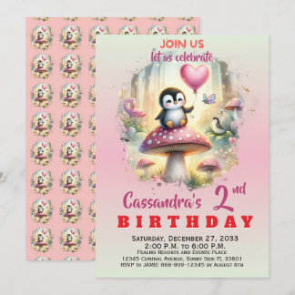 Trending Party Animals Penguin Kids Boy Girl Invitation