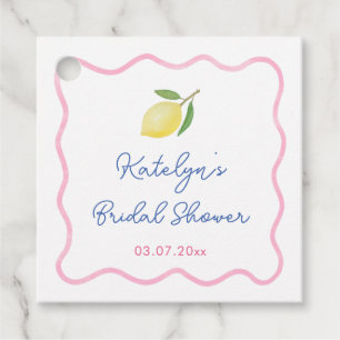 Trending Pink Squiggle Main Squeeze Bridal Shower Favour Tags