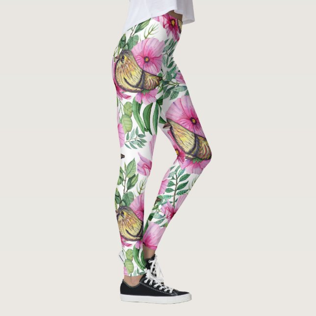 Trending Red, Purple & Birds Nature Floral Leggings (Right)