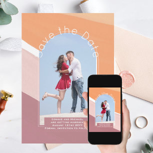 Trending Save the Date   Photo Dusty Rose Orange Invitation