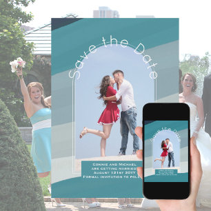 Trending Save the Date Photo Teal Navy Blue Aqua Invitation