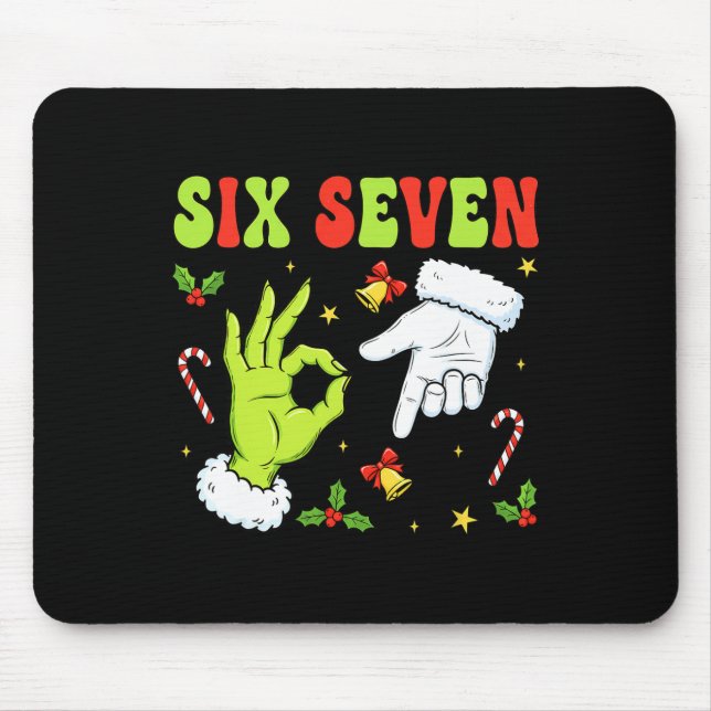 Trending Six Seven Christmas Meme 67 Xmas Funny Ch Mouse Pad (Front)