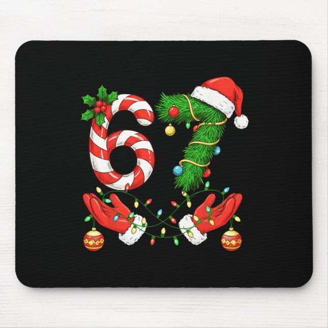 Trending Six Seven Meme Christmas 67 Santa Funny C Mouse Pad (Front)