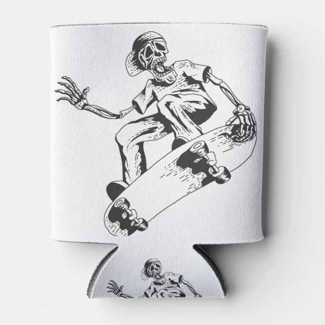 Trending Skating Skeleton play skateboard Can Cooler (Front)