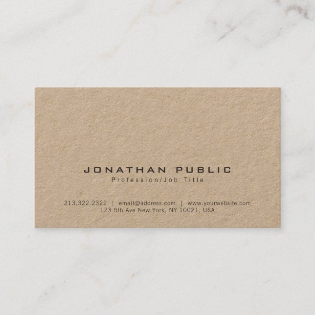 Trending Stylish Modern Premium Kraft Luxe Business Card (Front)