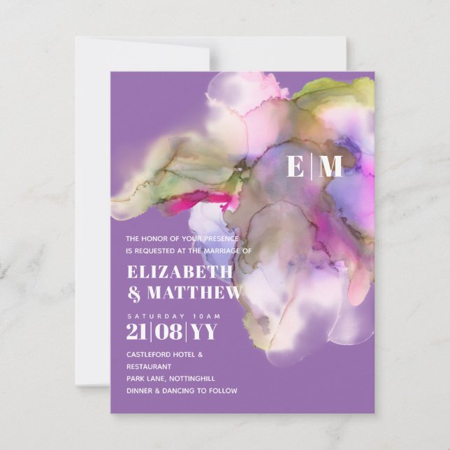 Trending Technicolor Watercolor Wedding Invites (Front)
