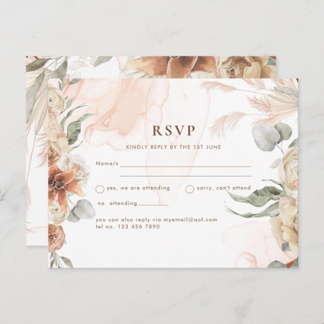 Trending Terracotta Pampas Grass Wedding Postcard (Front/Back)